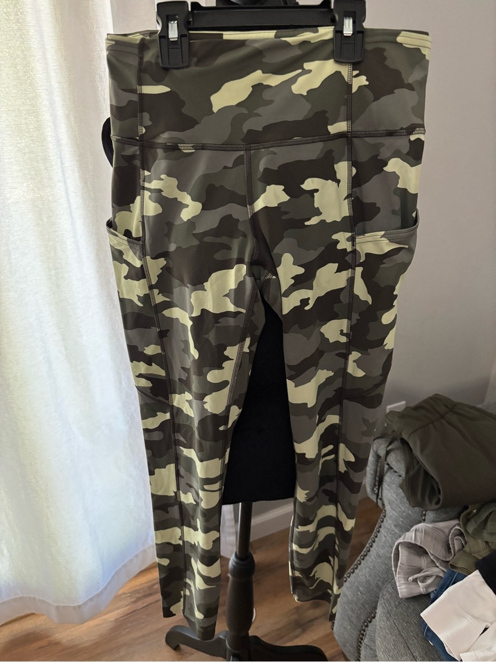 lululemon athletica Girls' Olive Green Camo Leggings with Side Pockets